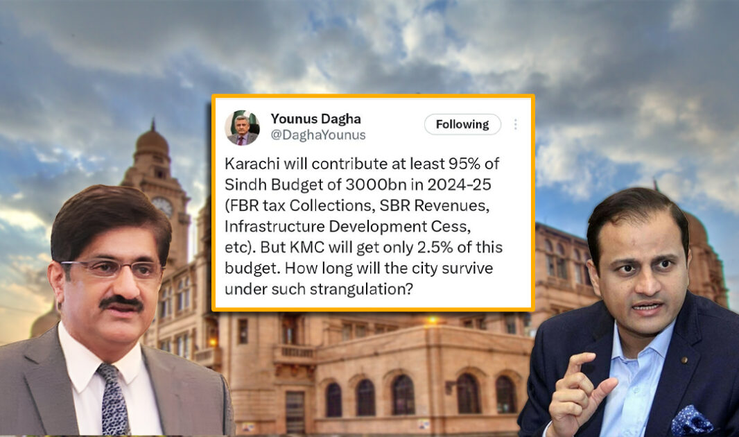 Karachi will contribute 95% to Sindh’s 3000 billion budget, but KMC will receive only 2.5% of the share