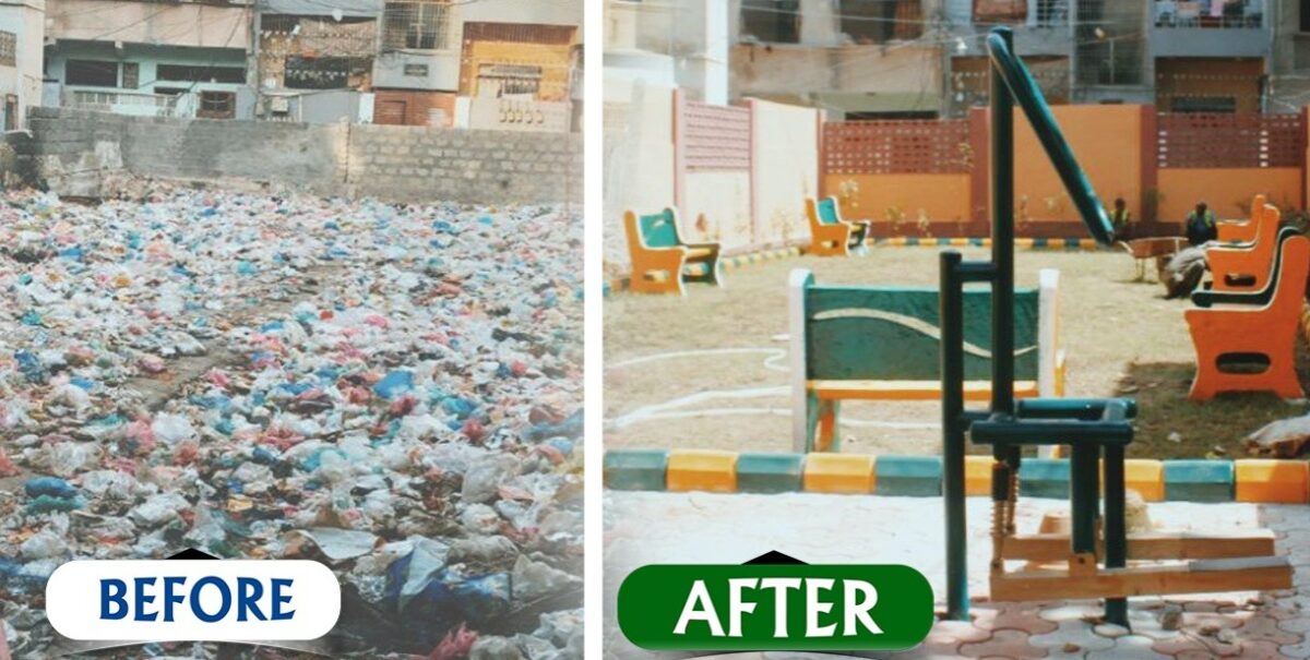 Liaquatabad Town Transforms Garbage Dump into Open-Air Gym